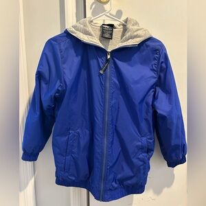 Charles River Apparel Blue Raincoat with Gray Lining Youth Size M (10/12)